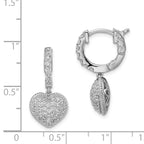 Sterling Shimmer Sterling Silver Rhodium-plated 86 Stone CZ PavÃÆÃÂ¢ÃÂ¢Ã¢â¬Å¡ÃÂ¬Ãâ¦ÃÂ¡ Heart Dangle Hinged Hoop Earrings