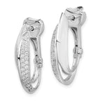 Sterling Shimmer Sterling Silver Rhodium-plated 56 Stone PavÃÆÃÂ¢ÃÂ¢Ã¢â¬Å¡ÃÂ¬Ãâ¦ÃÂ¡ CZ Double Twisted Oval Hinged Hoop Earrings