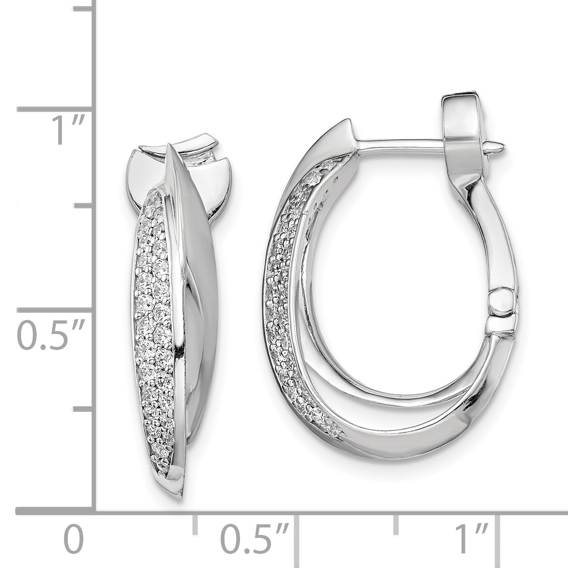 Sterling Shimmer Sterling Silver Rhodium-plated 56 Stone PavÃÆÃÂ¢ÃÂ¢Ã¢â¬Å¡ÃÂ¬Ãâ¦ÃÂ¡ CZ Double Twisted Oval Hinged Hoop Earrings