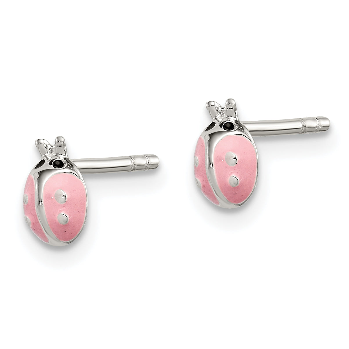 Sterling Silver 925 Polished Pink Enamel Ladybug Earrings for Girls Durable Anti-Tarnish Finish Secondary image