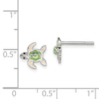 Sterling Silver Sea Turtle Enamel Earrings for Girls with Polished Finish