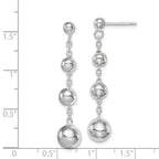 Sterling Silver Rhodium-Plated Beaded Dangle Earrings 46mm  Elegant Polished Finish