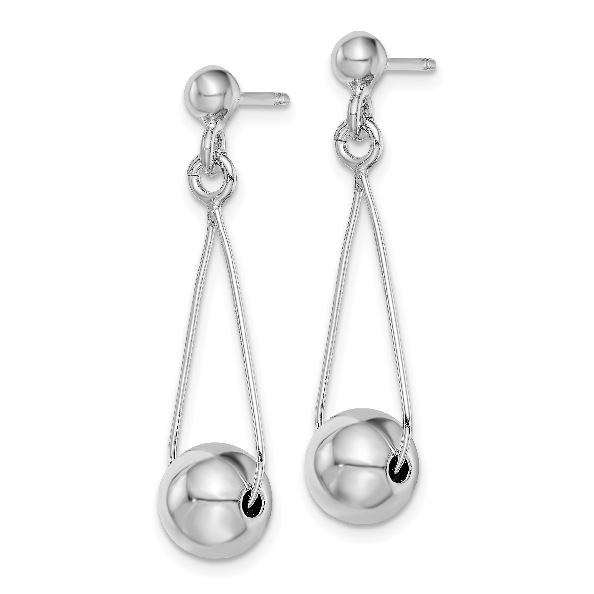 Sterling Silver Rhodium-Plated Dangle Earrings with Polished Finish Secondary image