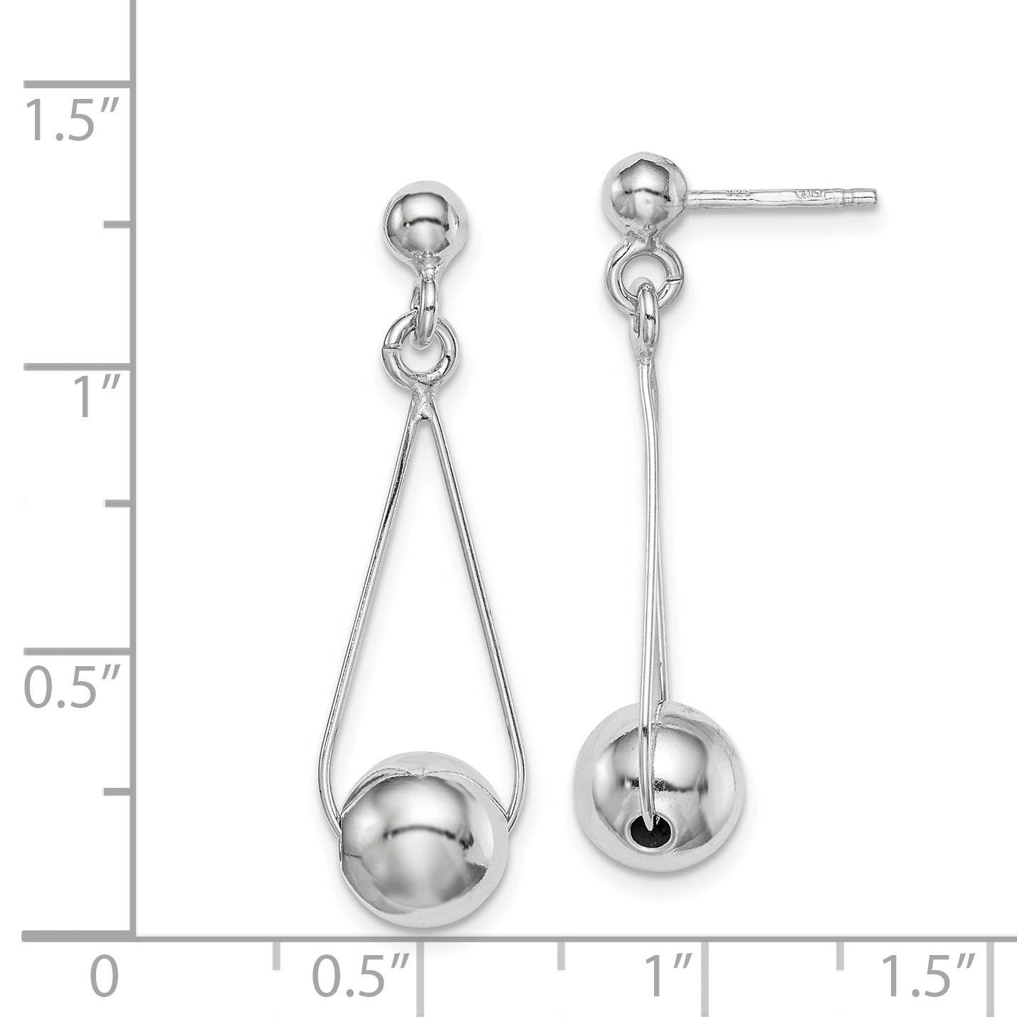 Sterling Silver Rhodium-Plated Dangle Earrings with Polished Finish