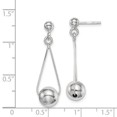 Sterling Silver Rhodium-Plated Dangle Earrings with Polished Finish