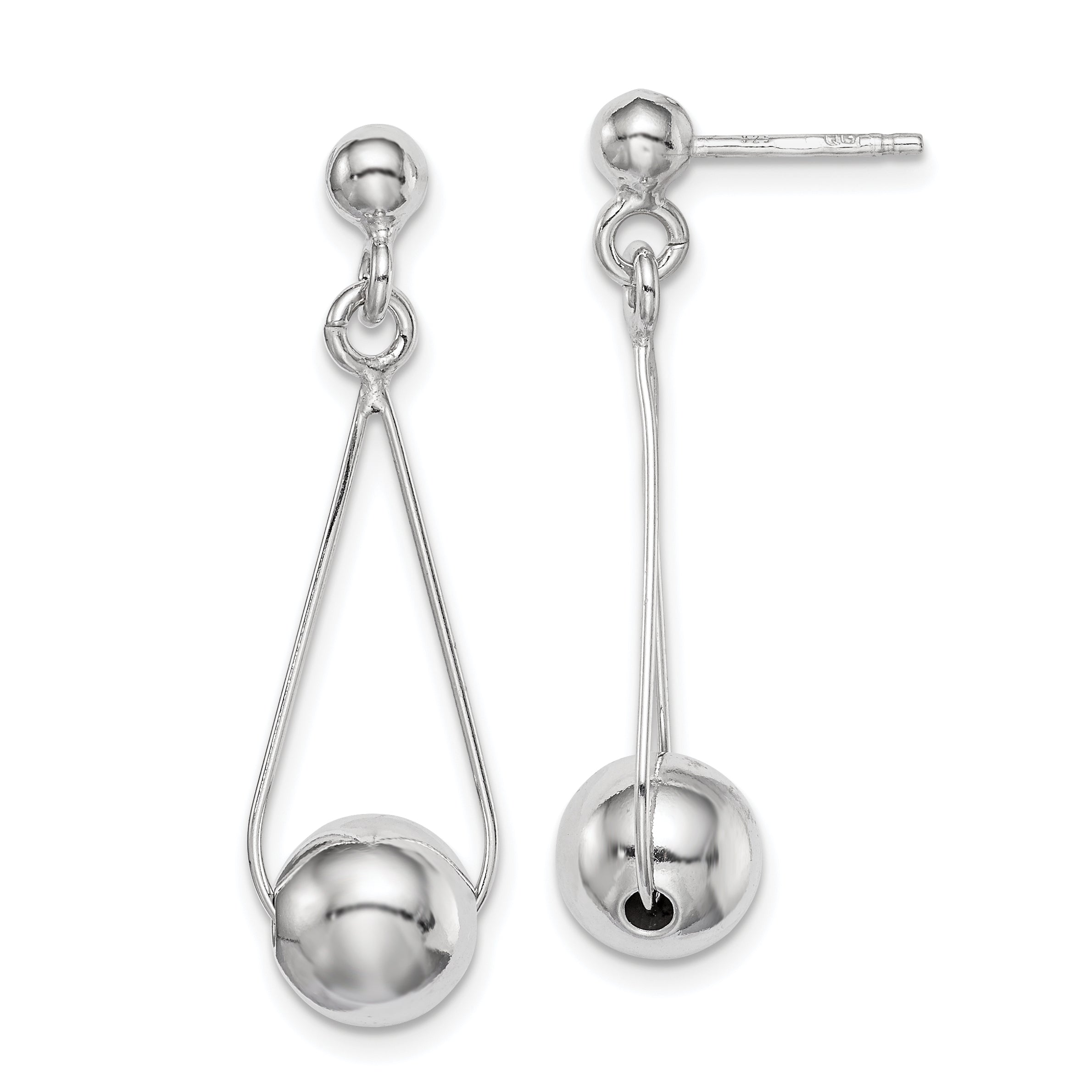 Sterling Silver Rhodium-plated Post Dangle Earrings Main image