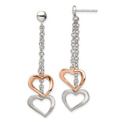 Sterling Silver Rose-tone Polished and Textured Earrings