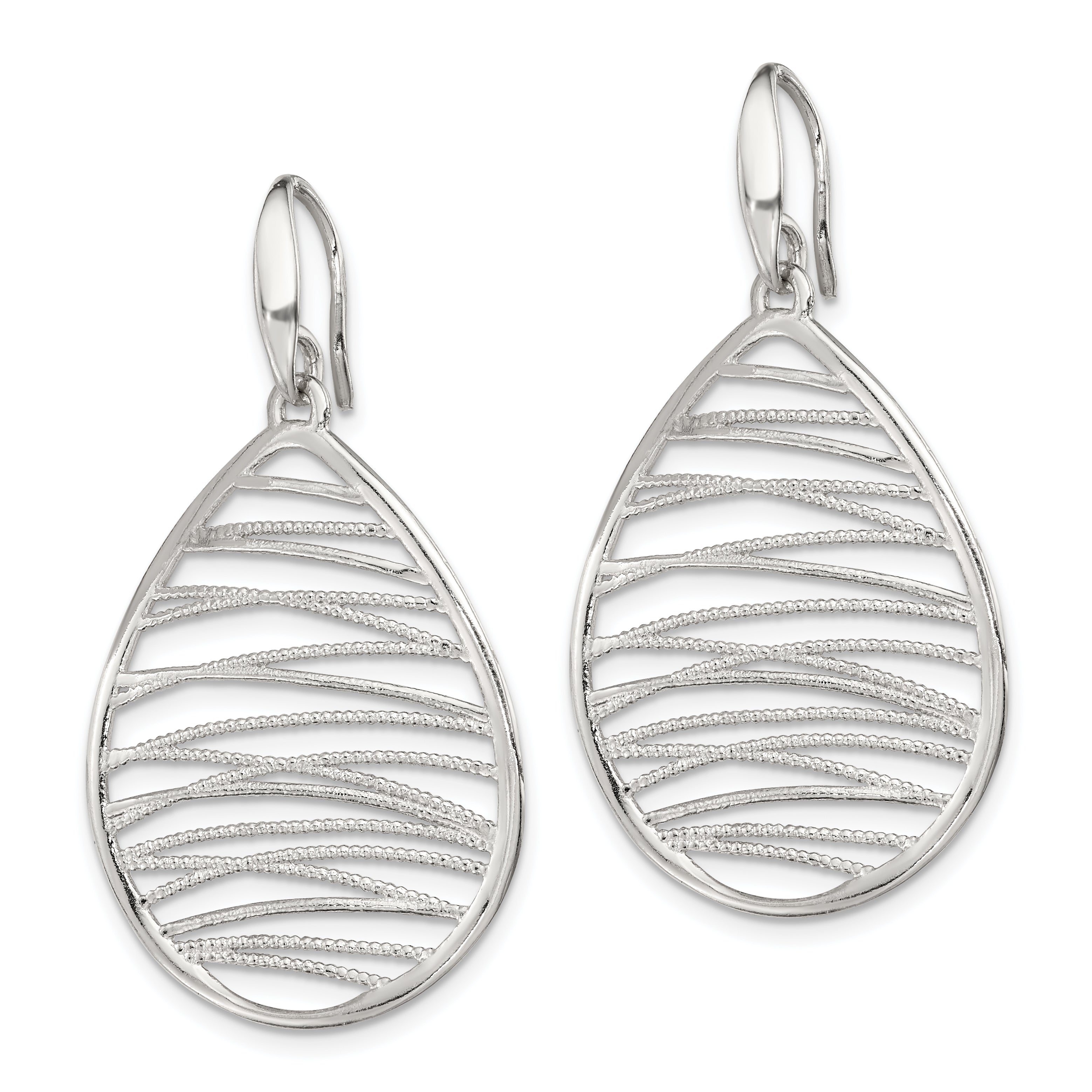 Sophia Jewelers Sterling Silver 925 Teardrop Dangle Earrings with Polished Textured Finish