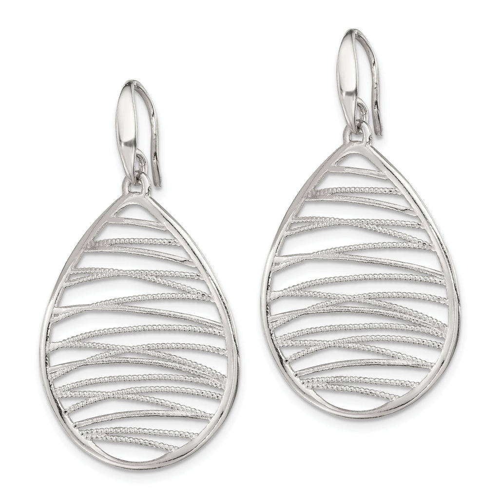 Sophia Jewelers Sterling Silver 925 Teardrop Dangle Earrings with Polished Textured Finish