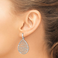 Sophia Jewelers Sterling Silver 925 Teardrop Dangle Earrings with Polished Textured Finish