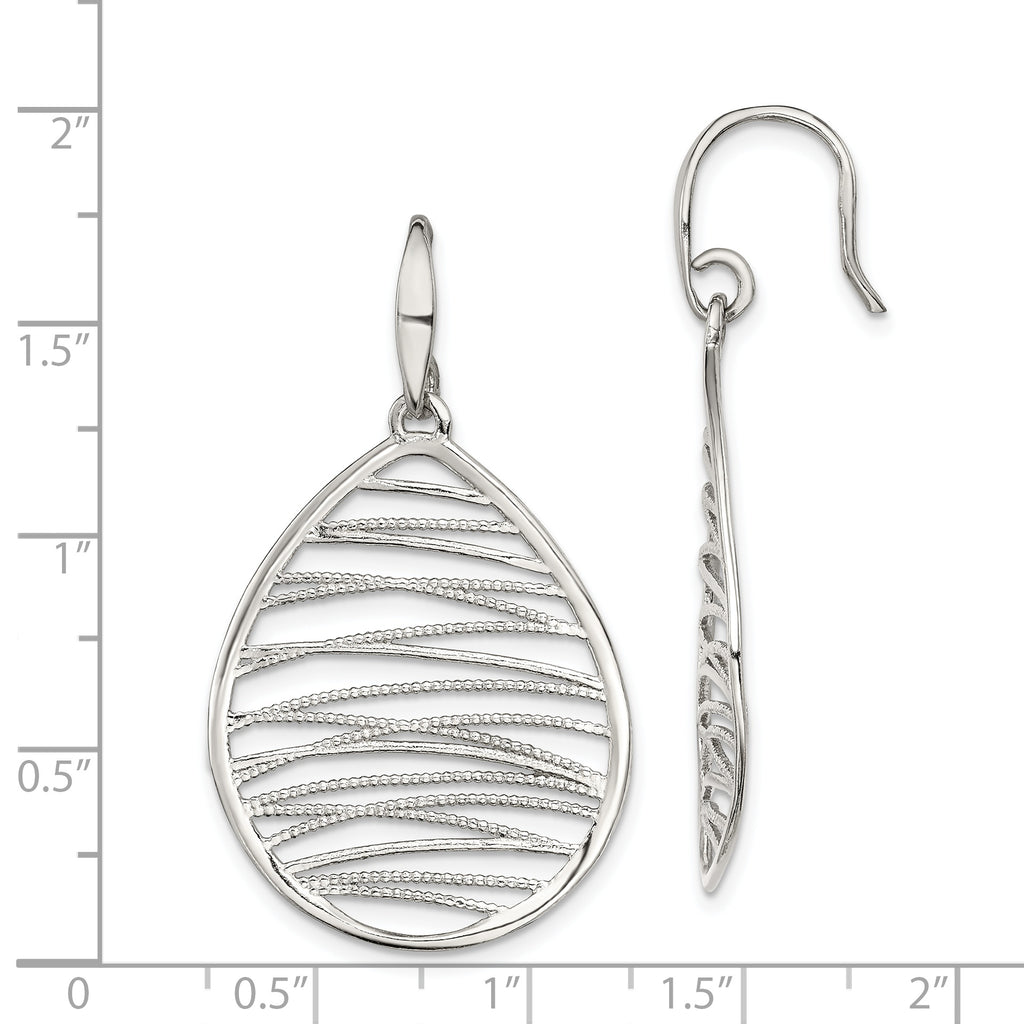 Sophia Jewelers Sterling Silver 925 Teardrop Dangle Earrings with Polished Textured Finish