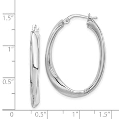 Sophia Jewelers Sterling Silver Rhodium-Plated Twisted Oval Hoop Earrings
