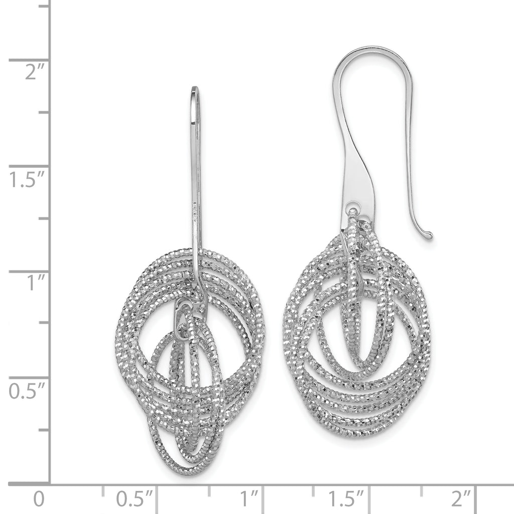 Sophia Jewelers Sterling Silver Rhodium-Plated Dangle Earrings with Diamond-Cut Intertwined Circles
