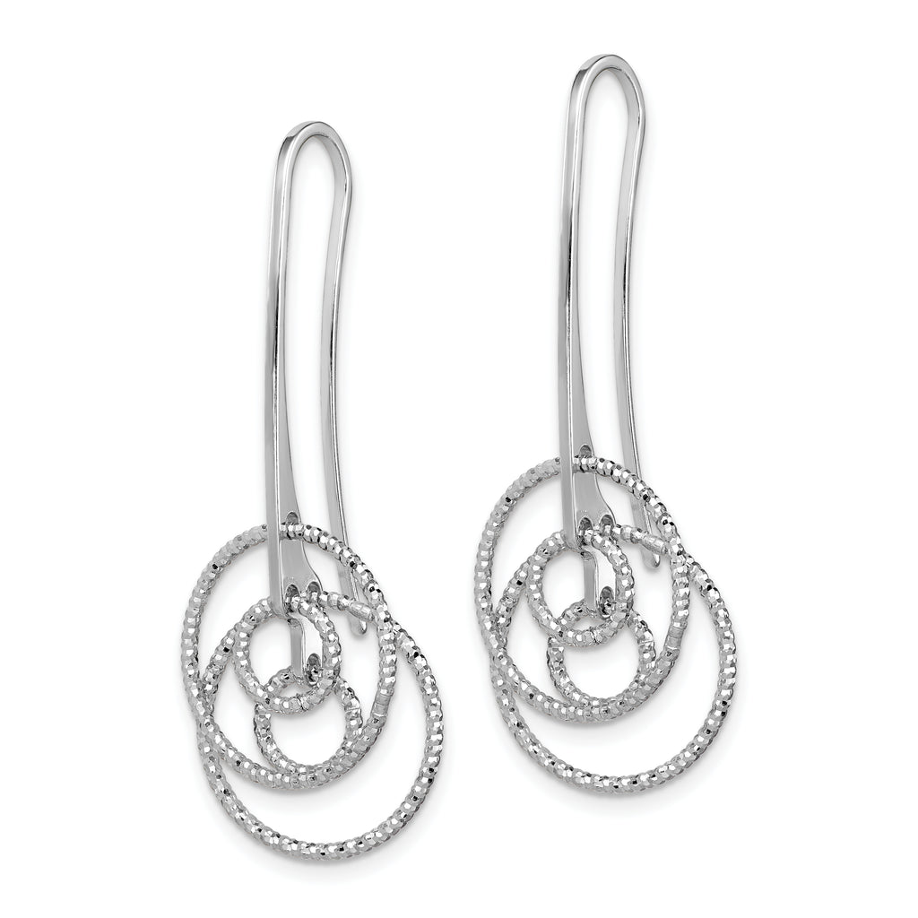 Sterling Silver Rhodium-Plated Dangle Earrings with Diamond-Cut Fancy Circles