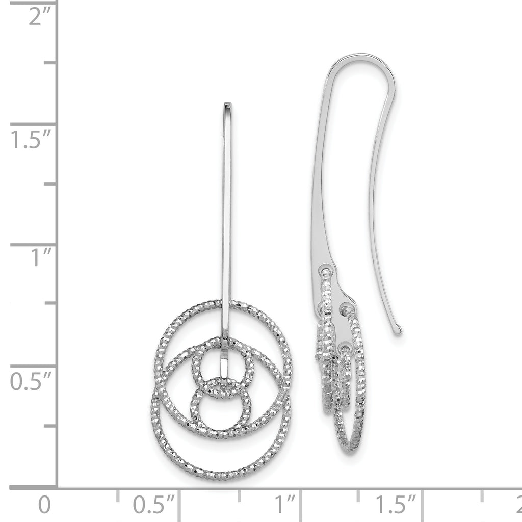 Sterling Silver Rhodium-Plated Dangle Earrings with Diamond-Cut Fancy Circles