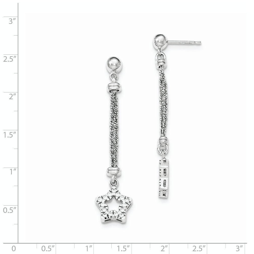 Sterling Silver 925 CZ Star Double Strand Dangle Earrings for Women Secondary image
