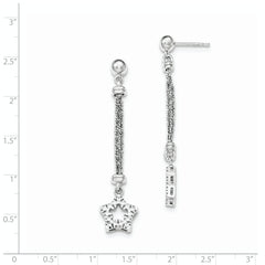 Sterling Silver 925 CZ Star Double Strand Dangle Earrings for Women