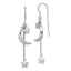 Sterling Silver Rhodium-plated D/C Puffed Star and Moon Earrings