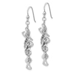 Sterling Silver 925 Dangle Earrings with Polished & Textured Finish, French Wire