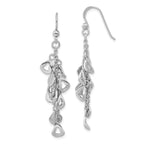 Sterling Silver Polished & Textured Contemporary Charm Dangle Earrings