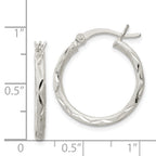 Sterling Silver 925 Brushed Hoop Earrings with Diamond-Cut Satin Finish 22mm