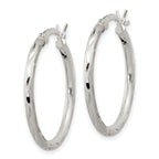 Sterling Silver 925 Satin Diamond-Cut Hoop Earrings with Brushed Finish