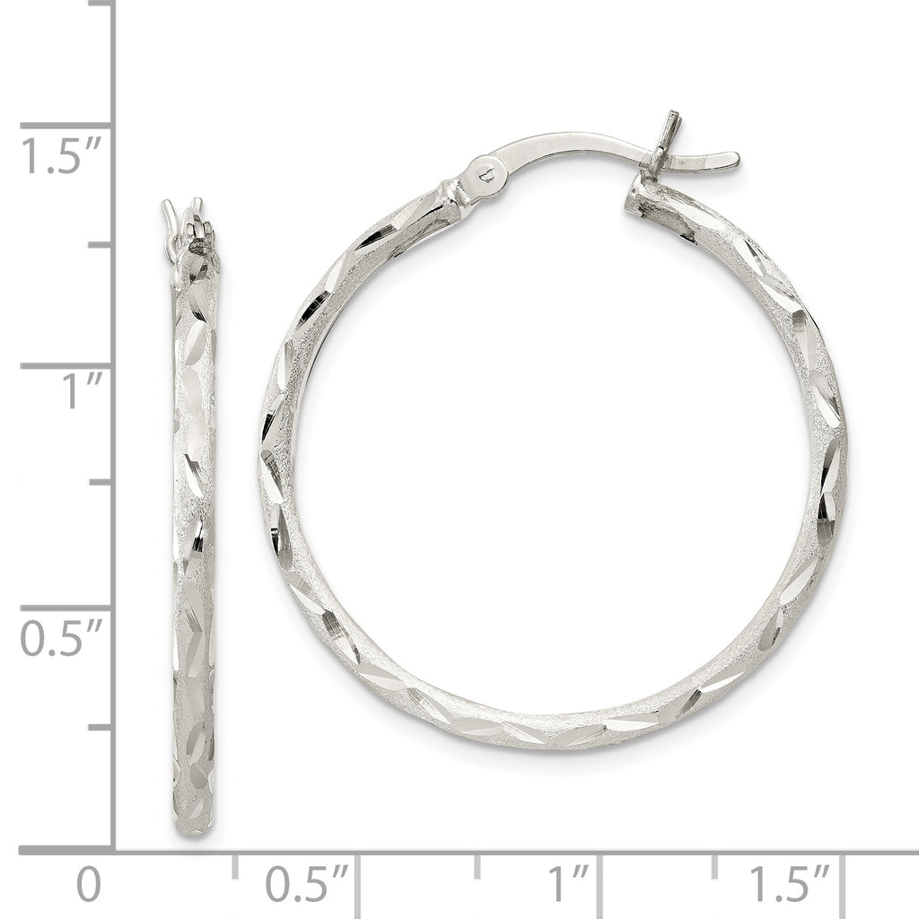 Sophia Jewelers Sterling Silver 925 Hoop Earrings with Diamond-Cut Satin Finish