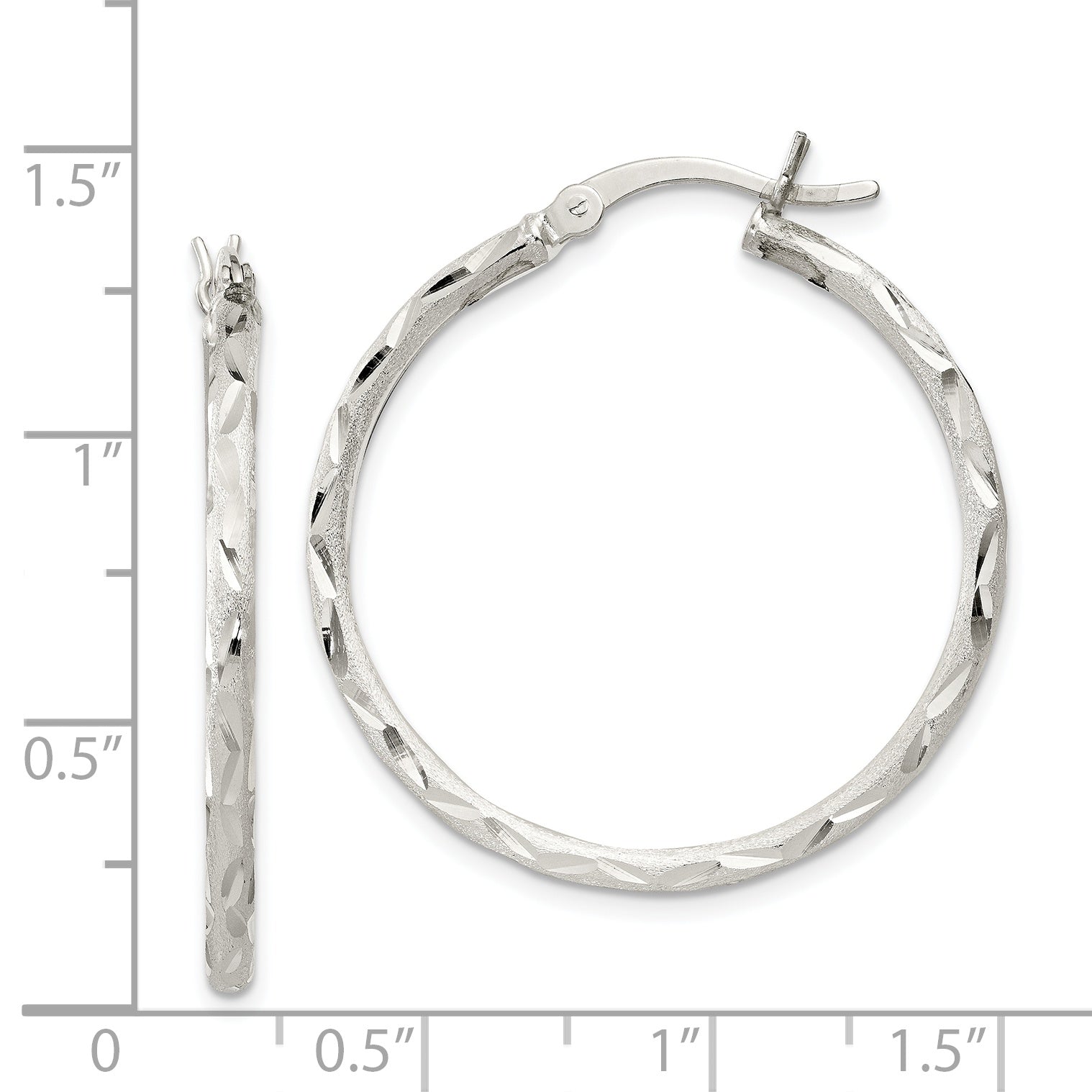Sophia Jewelers Sterling Silver 925 Hoop Earrings with Diamond-Cut Satin Finish