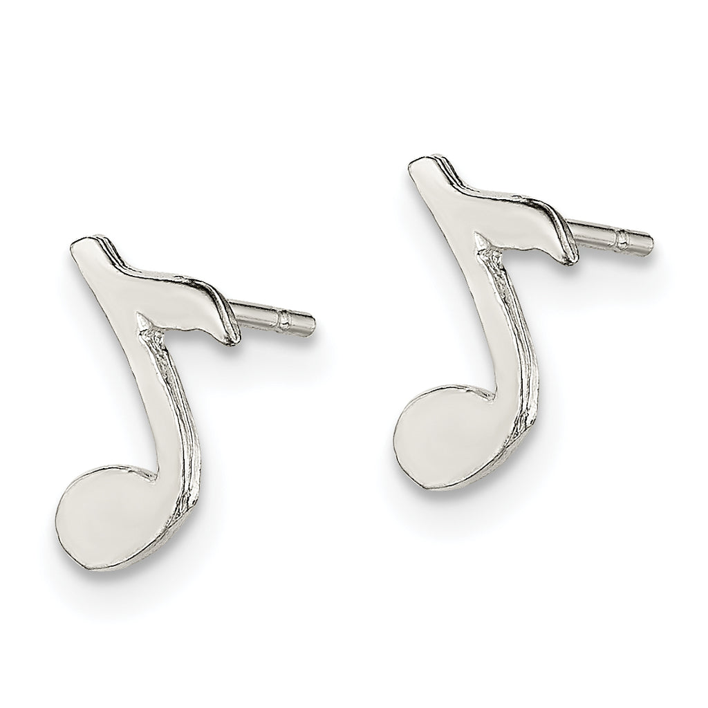 Musical Note Mini Stud Earrings in Sterling Silver