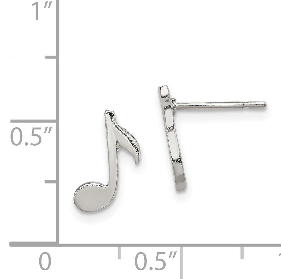 Musical Note Mini Stud Earrings in Sterling Silver