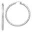 Sterling Silver Rhodium-plated Textured 4x60mm Hoop Earrings