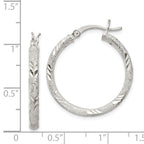 Sterling Silver 925 Diamond-Cut Hoop Earrings with Polished Laser Design