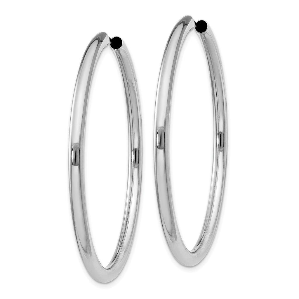 Sterling Silver Rhodium-Plated Endless Hoop Earrings with Polished Finish