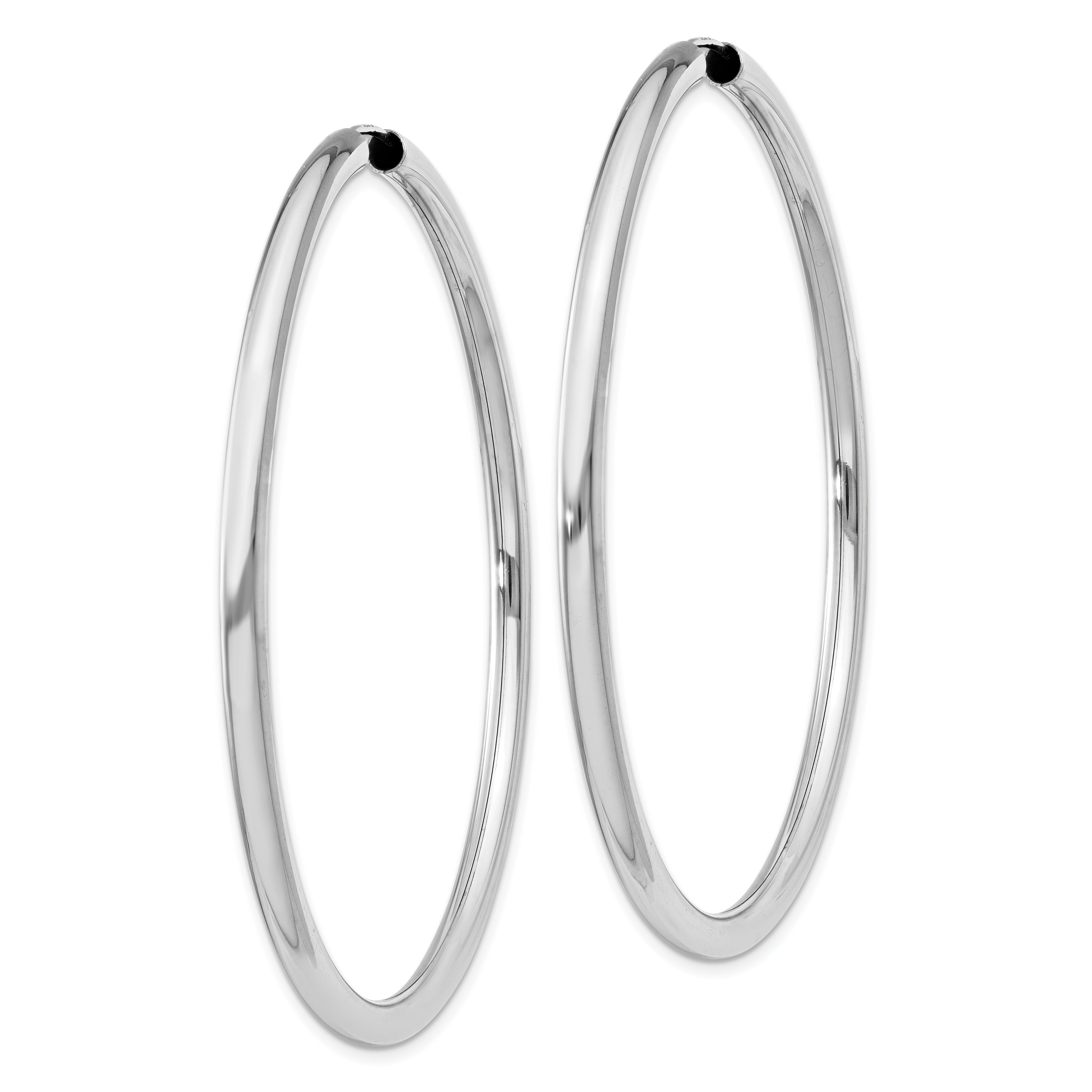 Sterling Silver 925 Rhodium-Plated Endless Hoop Earrings Polished 3mm