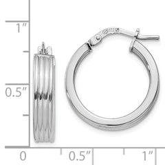 Sterling Silver Rhodium-plated Grooved Hoop Earrings