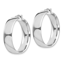 Sterling Silver Rhodium-Plated Women’s Hoop Earrings with Polished Finish