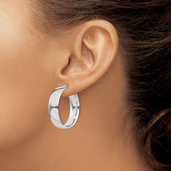 Sterling Silver Rhodium-Plated Women’s Hoop Earrings with Polished Finish