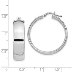 Sterling Silver Rhodium-Plated Women’s Hoop Earrings with Polished Finish