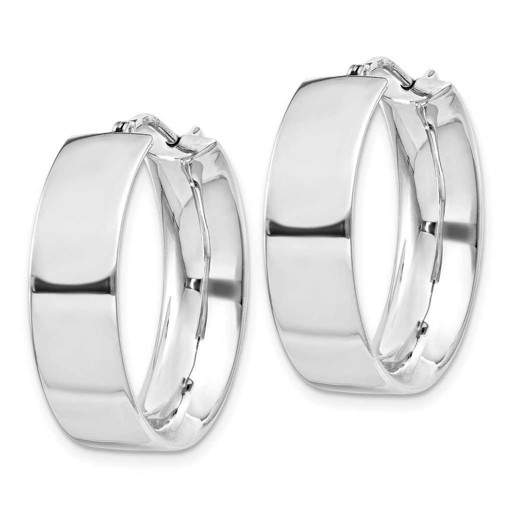Sterling Silver Rhodium-Plated Hoop Earrings with Polished Finish