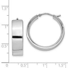 Sterling Silver Rhodium-Plated Hoop Earrings with Polished Finish