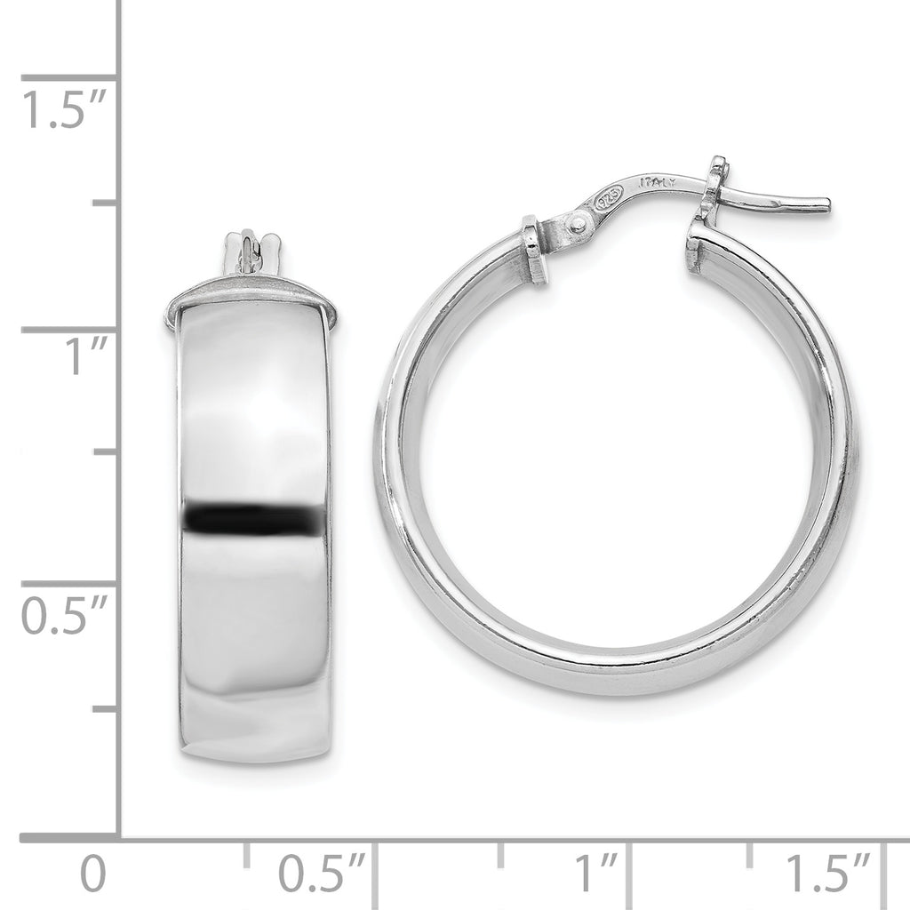 Sterling Silver Rhodium-Plated Hoop Earrings with Polished Hollow Design
