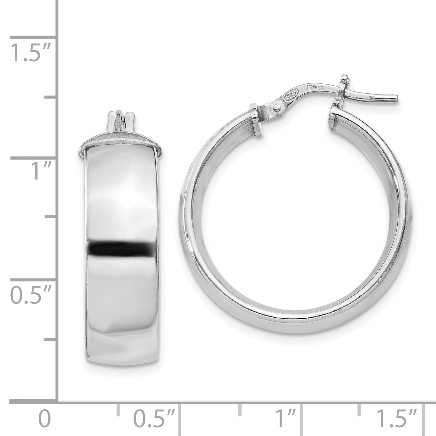 Sterling Silver Rhodium-Plated Hoop Earrings with Polished Hollow Design