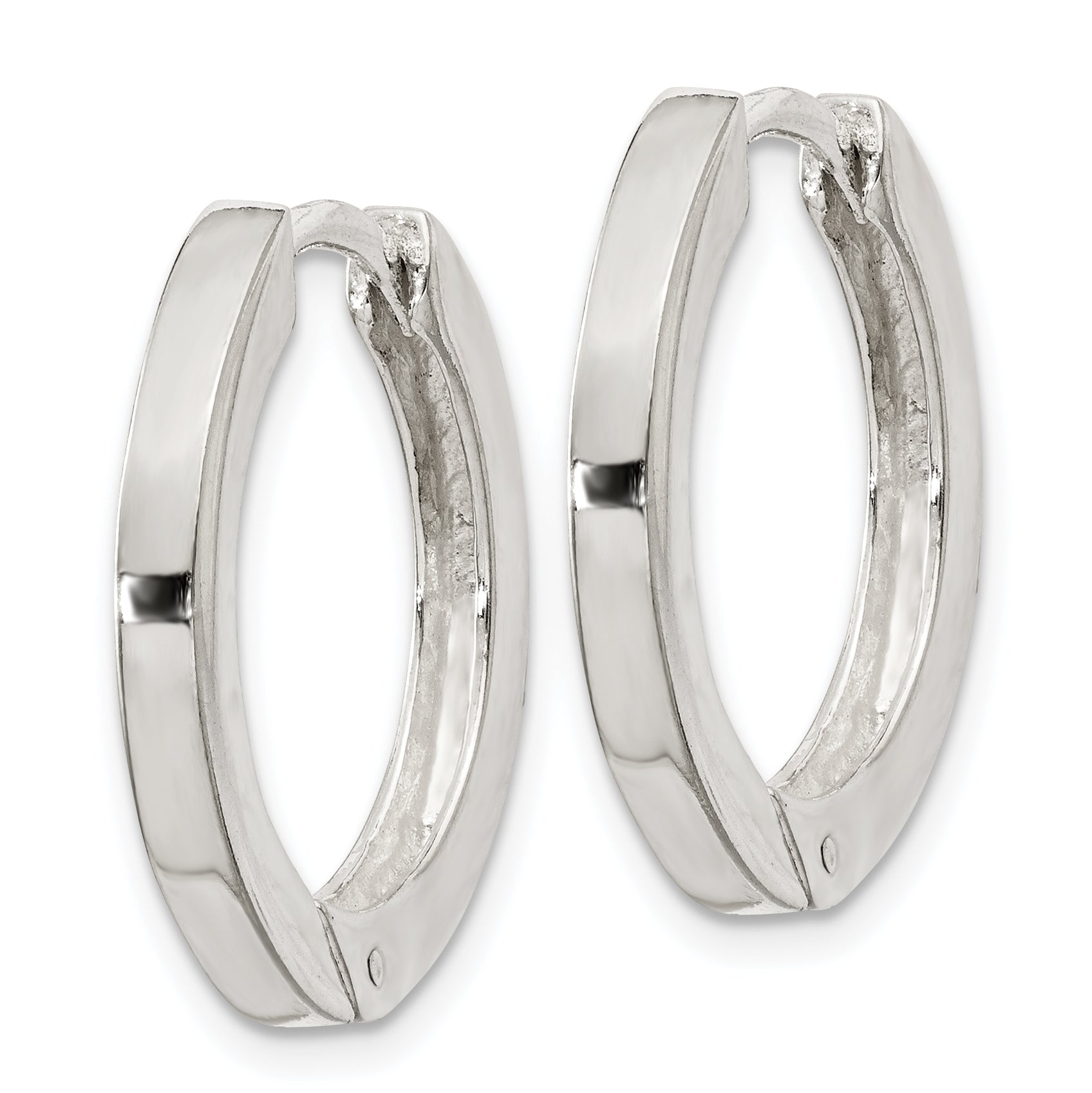 Sterling Silver 925 Polished Hinged Hoop Earrings with Anti-Tarnish Finish