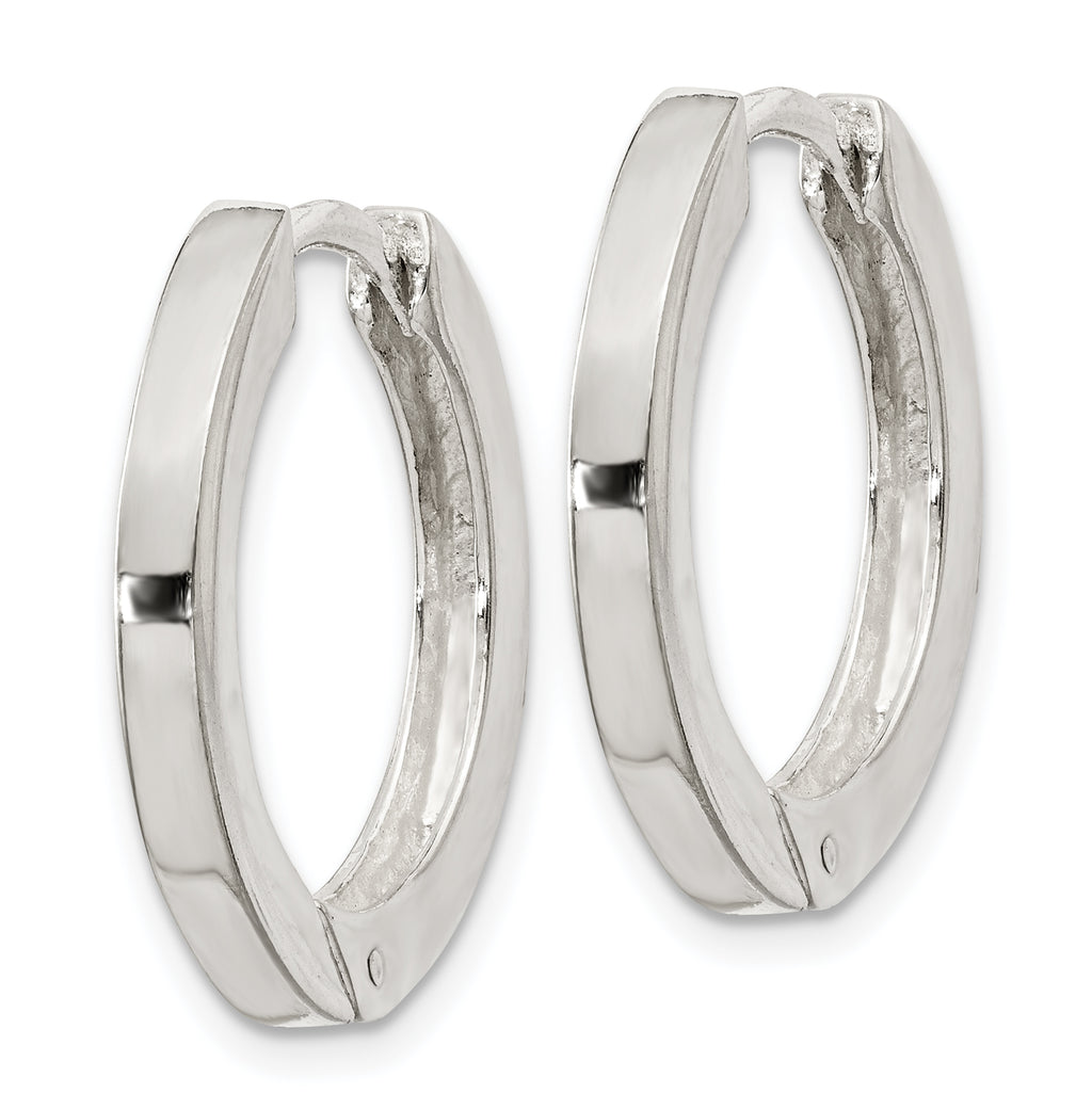 Sterling Silver 925 Polished Hinged Hoop Earrings with Anti-Tarnish Finish