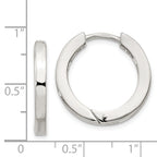 Sterling Silver 925 Polished Hinged Hoop Earrings with Anti-Tarnish Finish