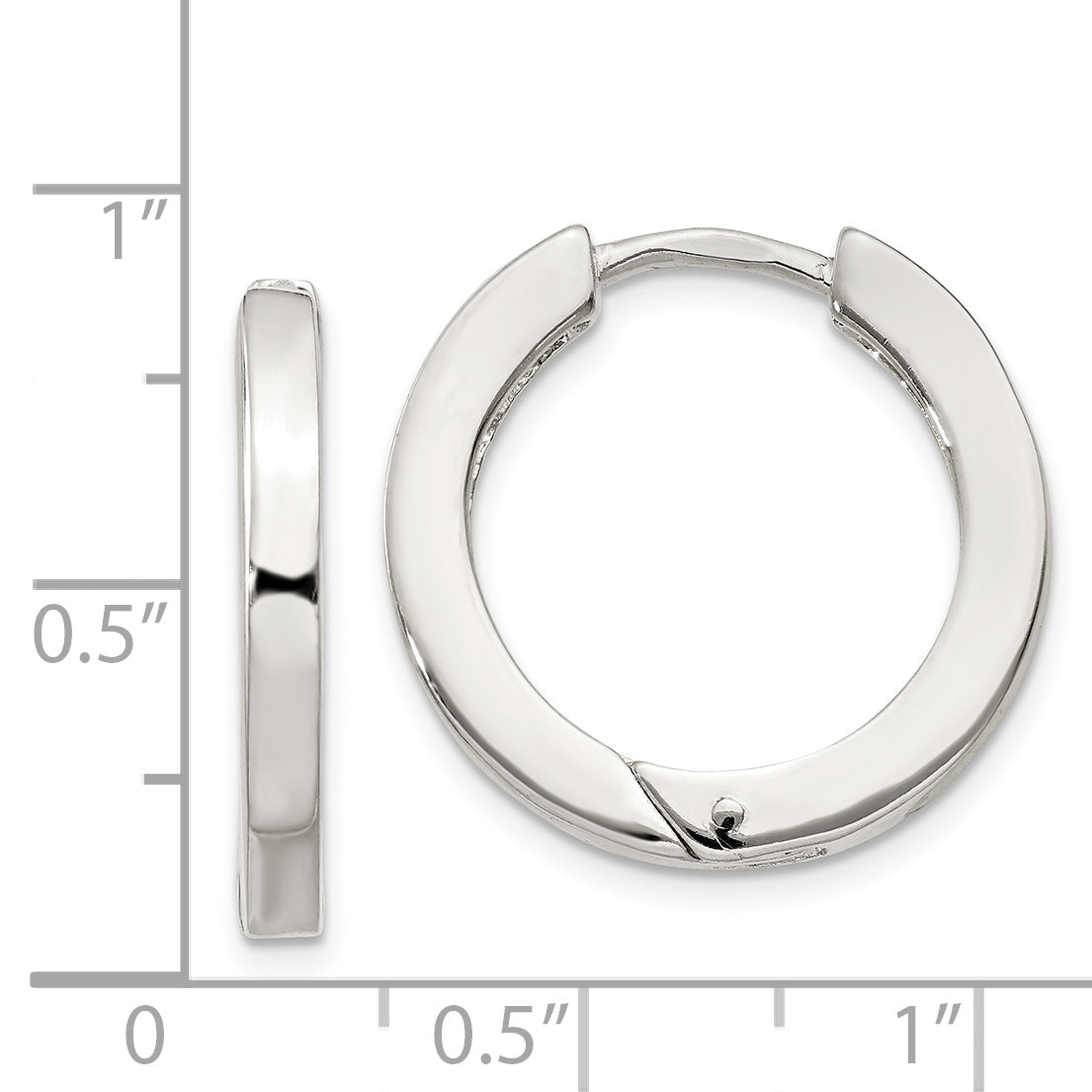 Sterling Silver 925 Polished Hinged Hoop Earrings with Anti-Tarnish Finish
