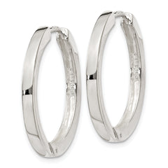 Sterling Silver 925 Polished Hinged Hoop Earrings with Anti-Tarnish Finish