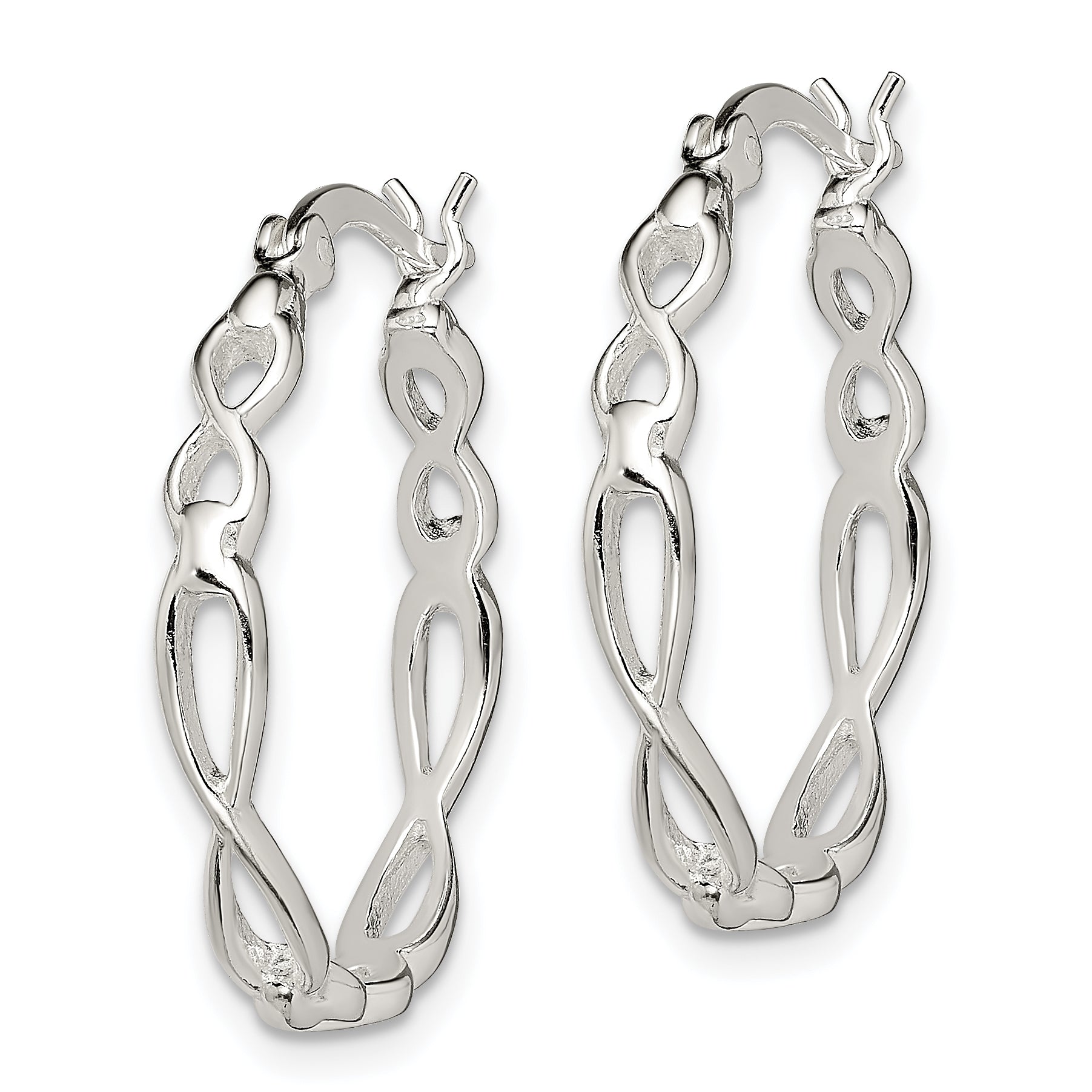 Sterling Silver Infinity Hoop Earrings with Polished Anti-Tarnish Finish Secondary image
