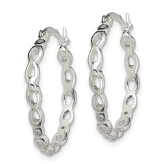 Sterling Silver 925 Infinity CZ Hoop Earrings with Polished Anti-Tarnish Finish