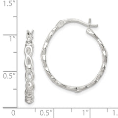 Sterling Silver 925 Infinity CZ Hoop Earrings with Polished Anti-Tarnish Finish